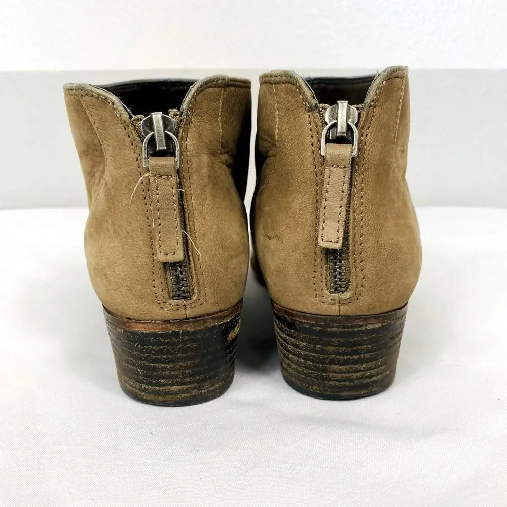 CASLON Suede Taupe Tan ‘Mayne’ Midi Zip Heeled Ankle Bootie